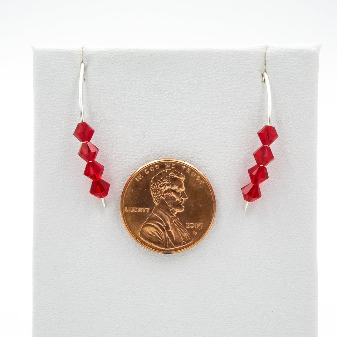 Sparkling Ruby Red Silver Earrings