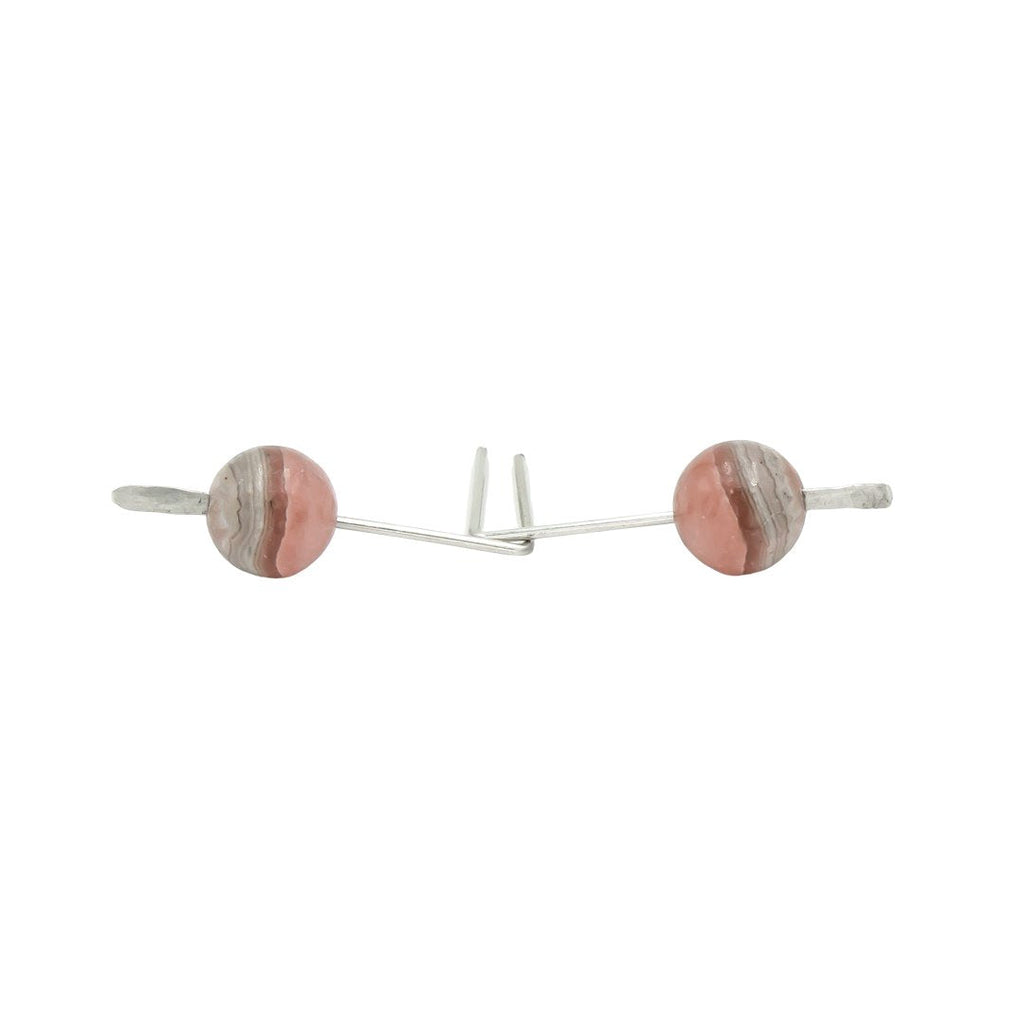 Rhodochrosite Hammered Silver Sticks