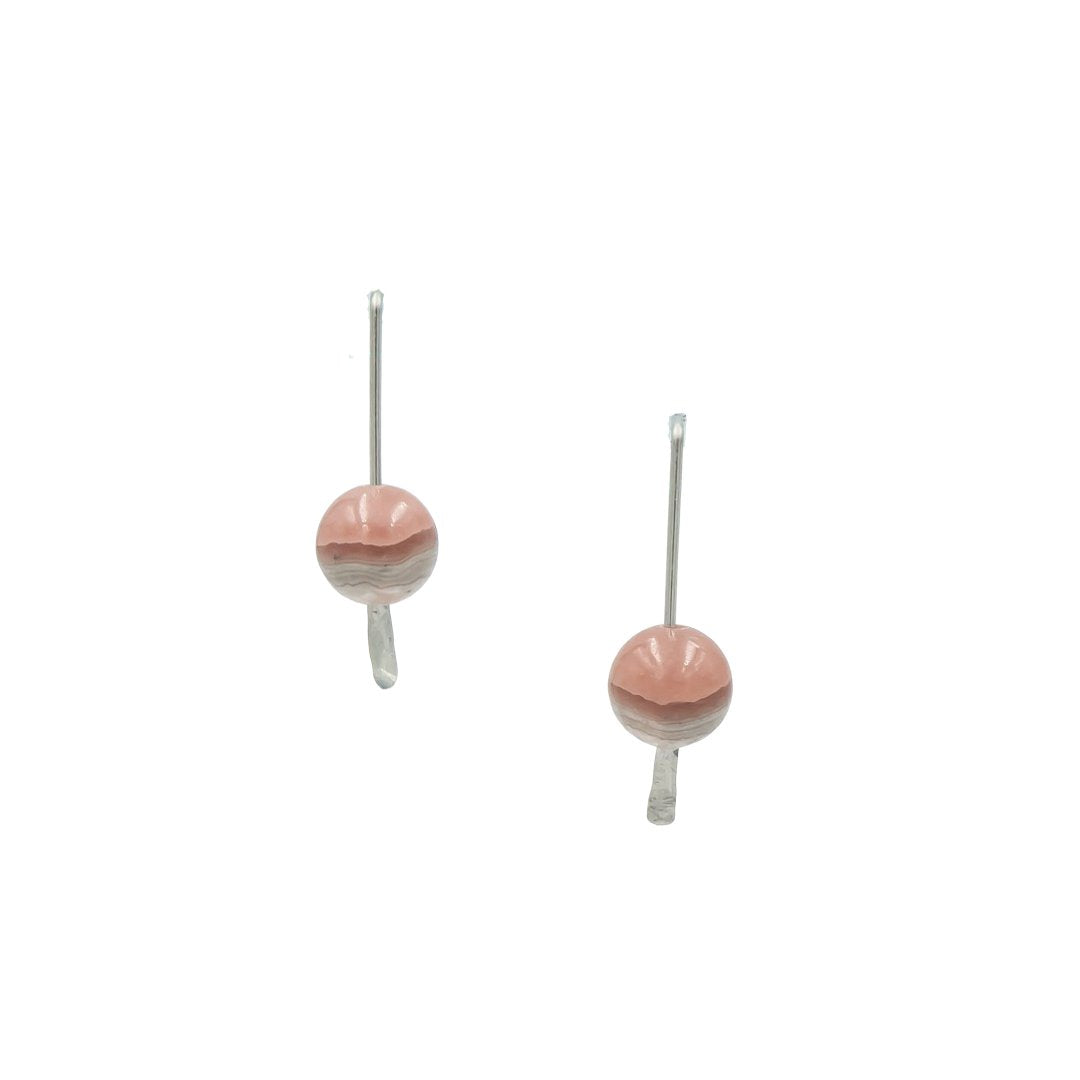 Rhodochrosite Hammered Silver Sticks