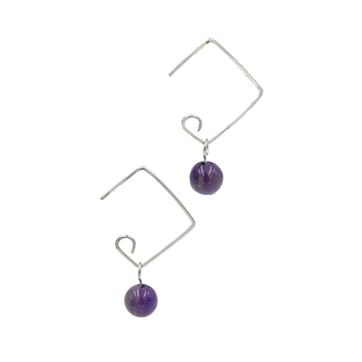 Hammered Squares With Amethyst Dangles