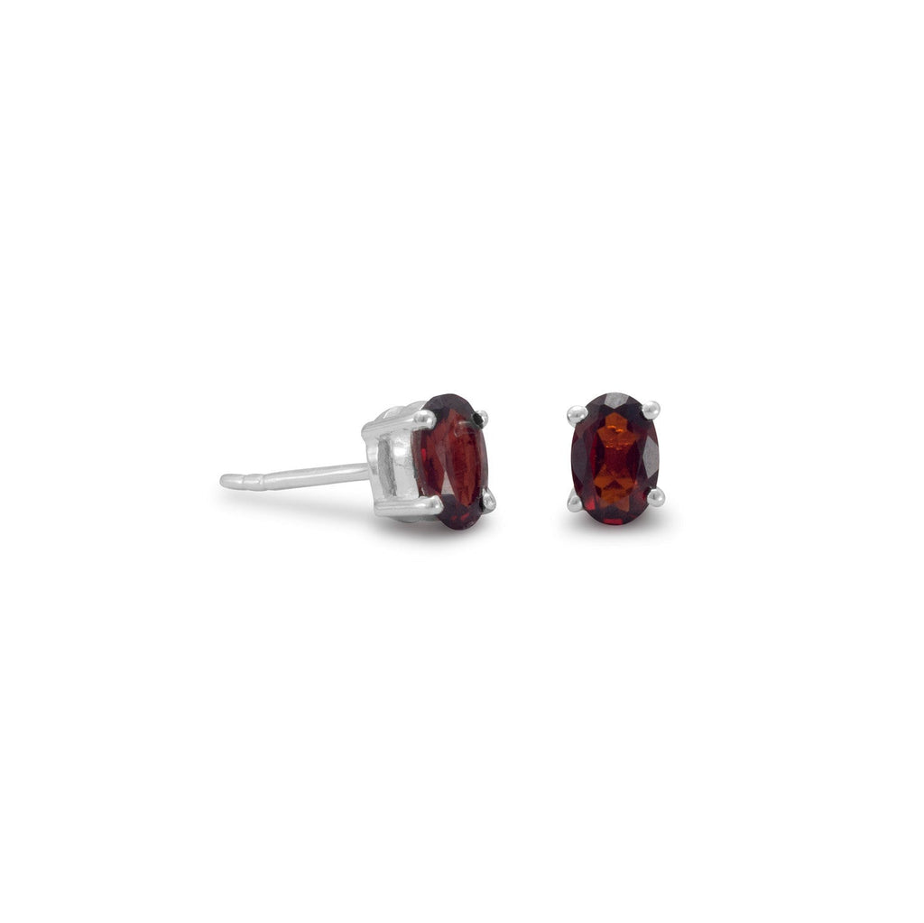Oval Garnet Stud Earrings