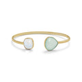 Gold Rainbow Moonstone & Green Chalcedony Cuff