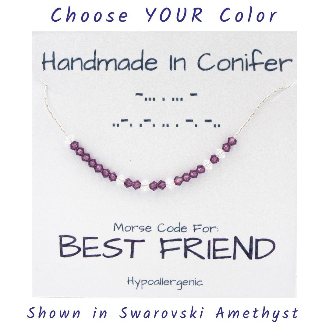 Custom Swarovski Crystal Spells YOUR Words In Morse Code ~ Sterling Silver Necklace