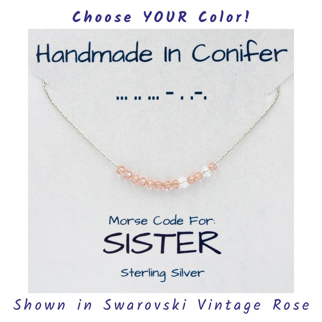 SISTER Morse Code Sterling Silver Necklace