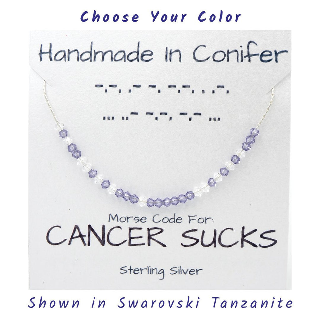 Cancer Sucks Custom Morse Code Sterling Silver Necklace