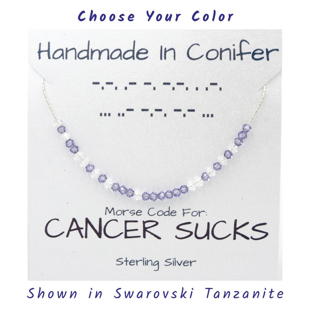 Cancer Sucks Custom Morse Code Sterling Silver Necklace