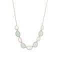Gold Rainbow Moonstone & Green Chalcedony Necklace
