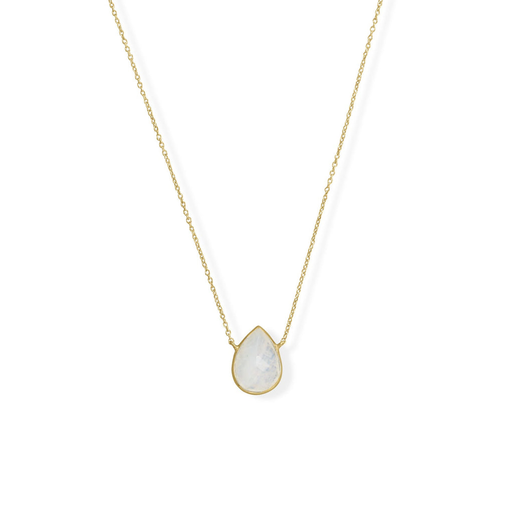Gold Rainbow Moonstone Pendant Necklace