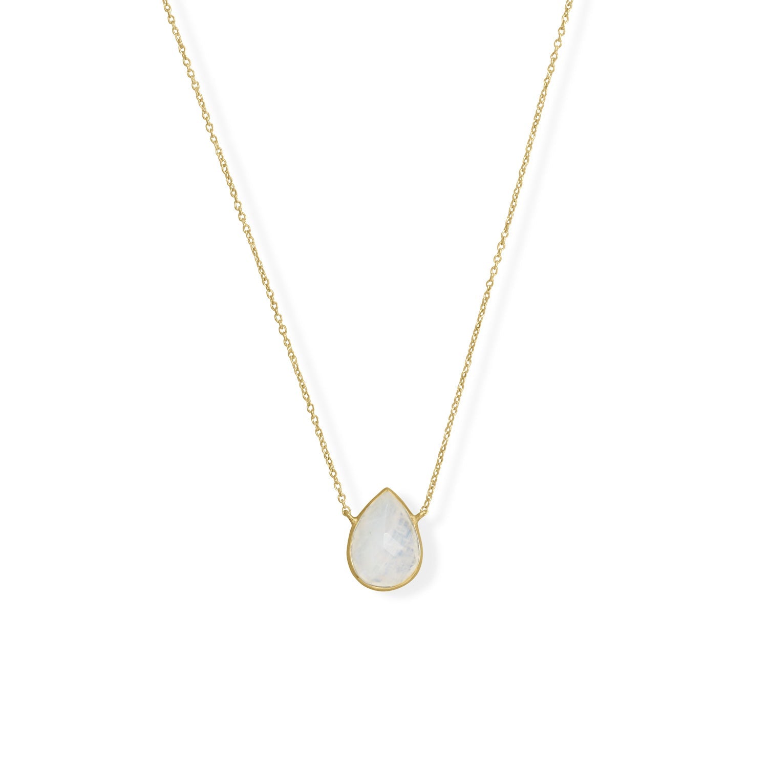 Gold Rainbow Moonstone Pendant Necklace