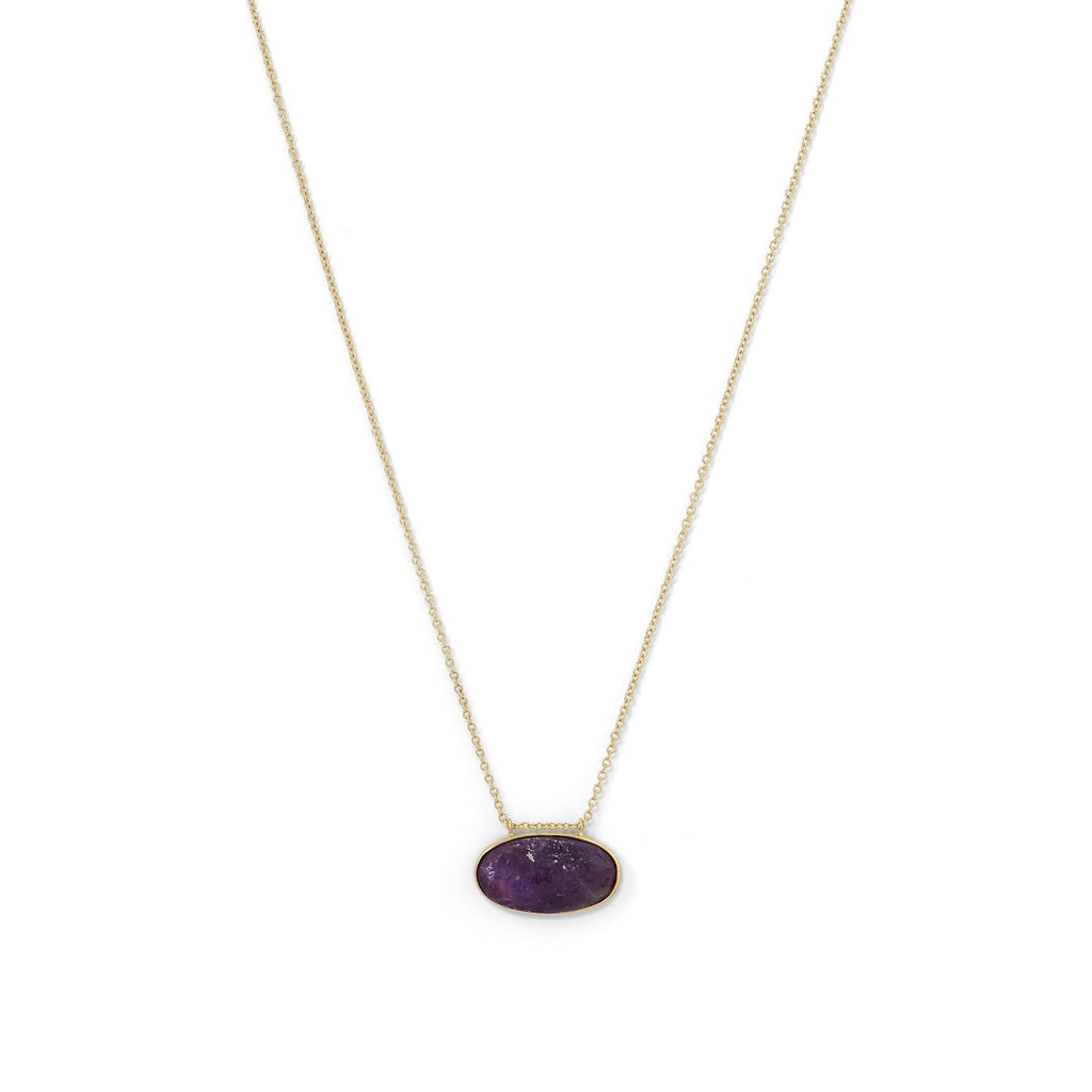 Gold Rough Cut Amethyst Pendant Necklace