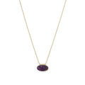 Gold Rough Cut Amethyst Pendant Necklace