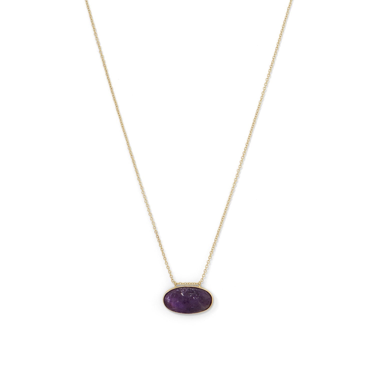 Gold Rough Cut Amethyst Pendant Necklace