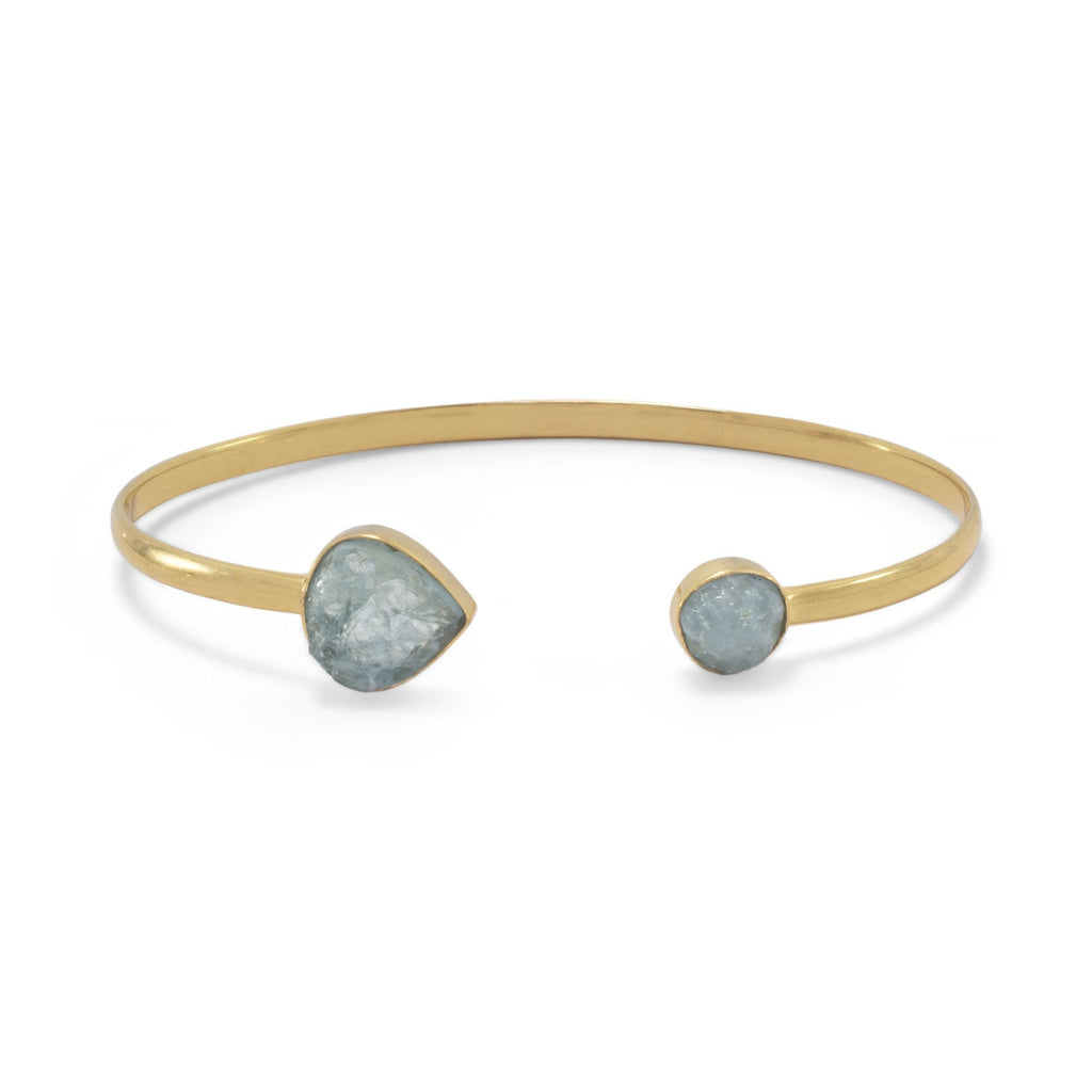 Gold Aquamarine Cuff Bracelet