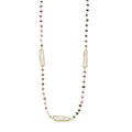 Long Colorful Tourmaline & Pearl Gold Necklace