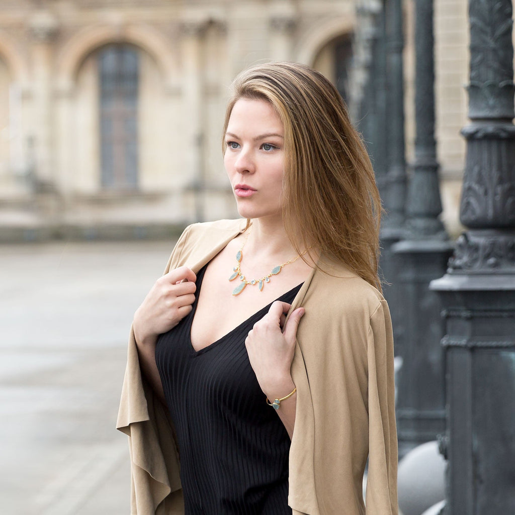Gold Aquamarine Cuff Bracelet