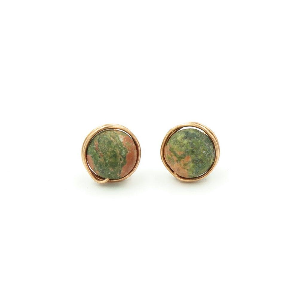 Copper Wrapped Unakite Nests
