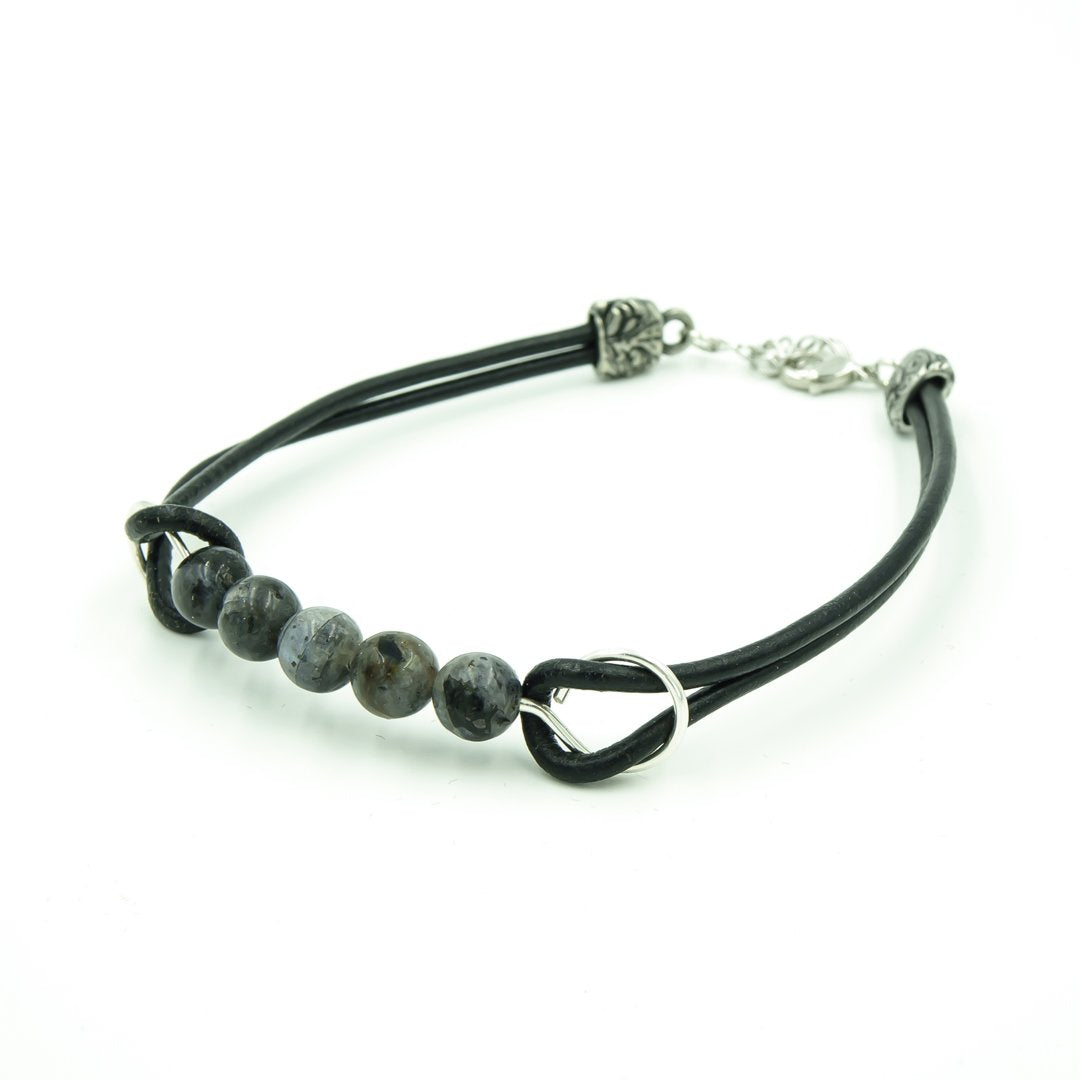 Black Moonstone on Leather