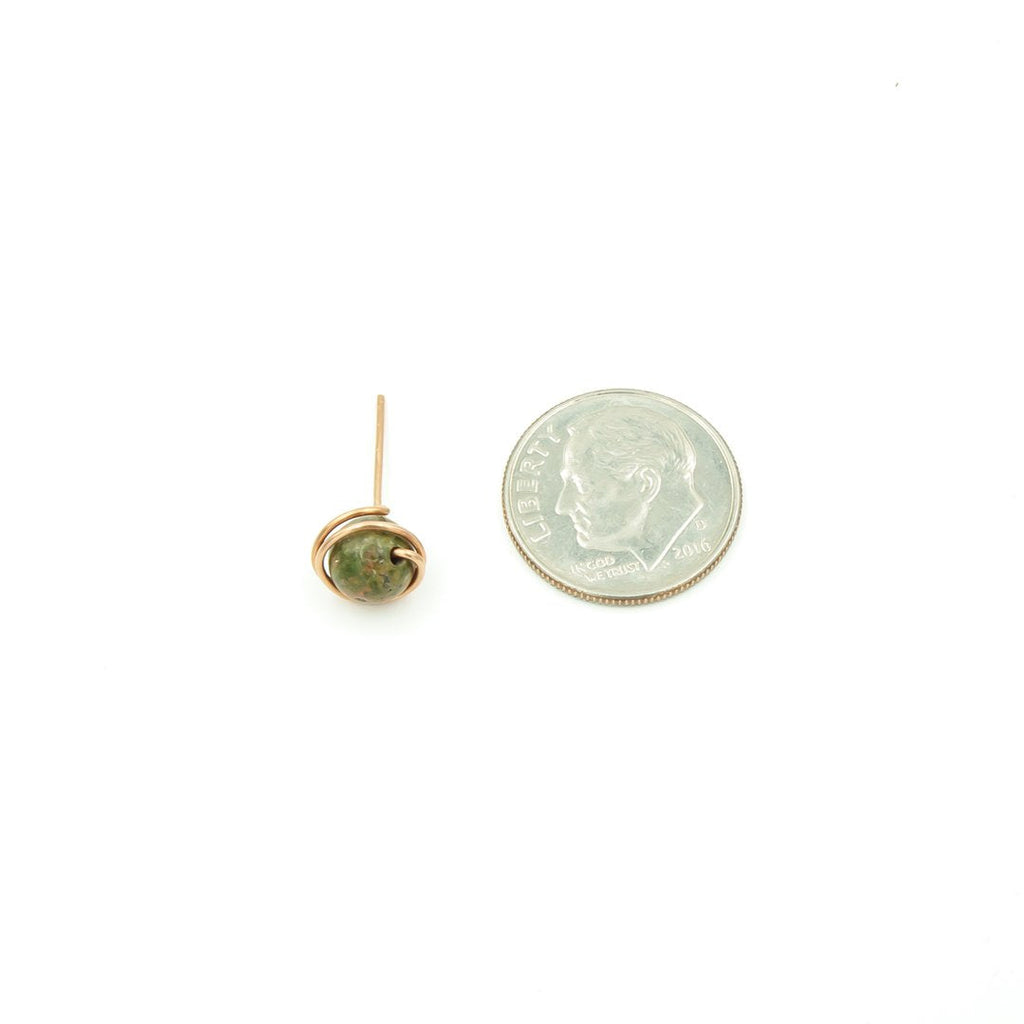 Copper Wrapped Unakite Single Stud Nest