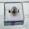 Sterling Silver Ornate Oval Terahertz Ring - Size 6 - Healing, Energizing & Cleansing