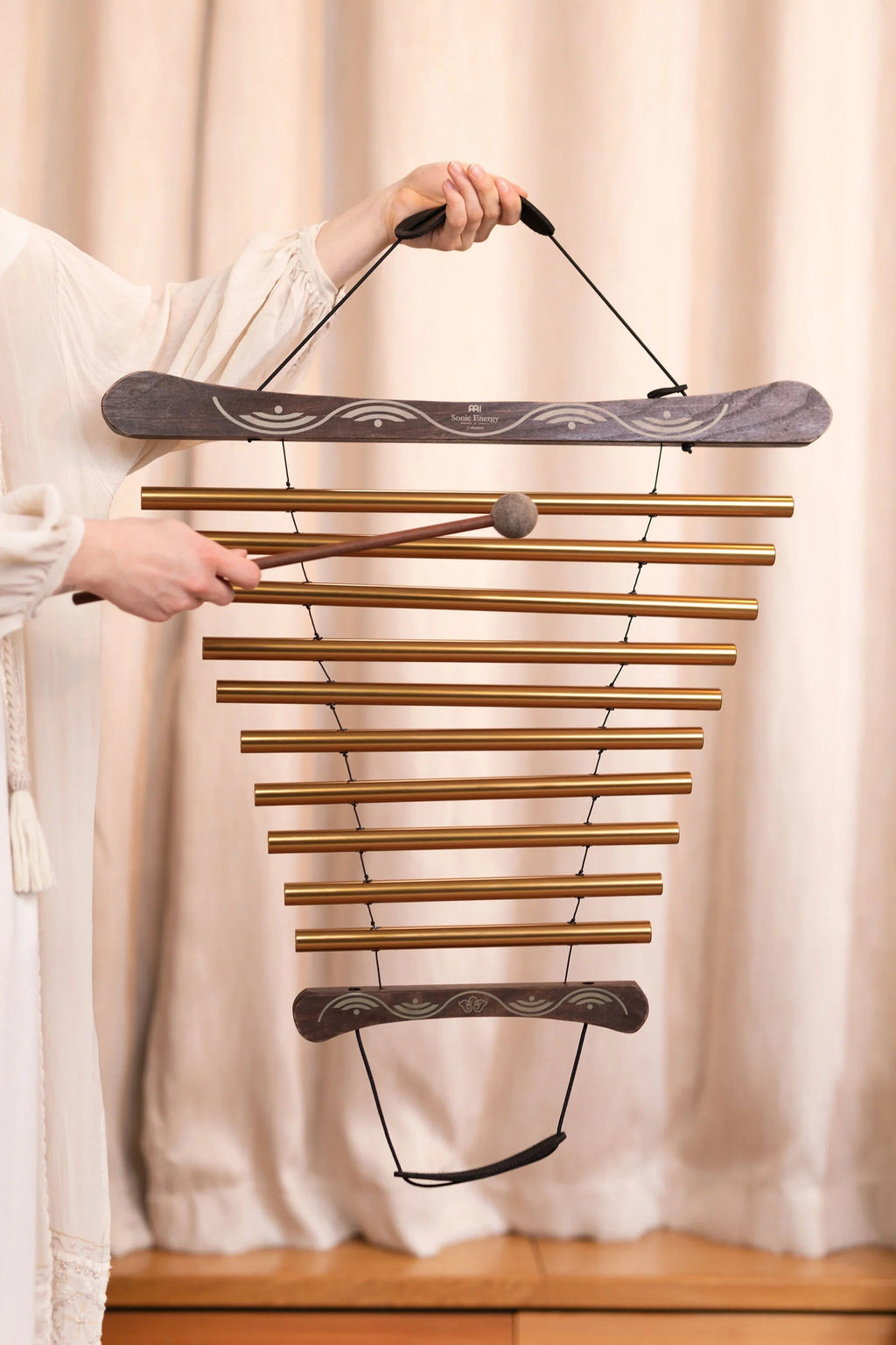 35" Meditation Flow Chime, 440 Hz, 10 Notes, G Major, Bronze