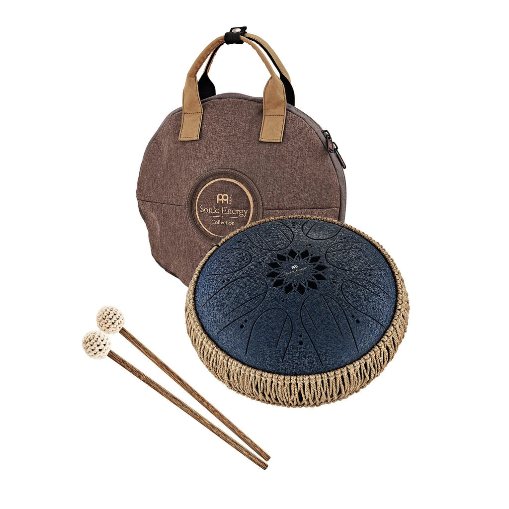 10" Medium Octave Steel Tongue Drum, C Minor, 8 Notes, 432 Hz, Navy Blue