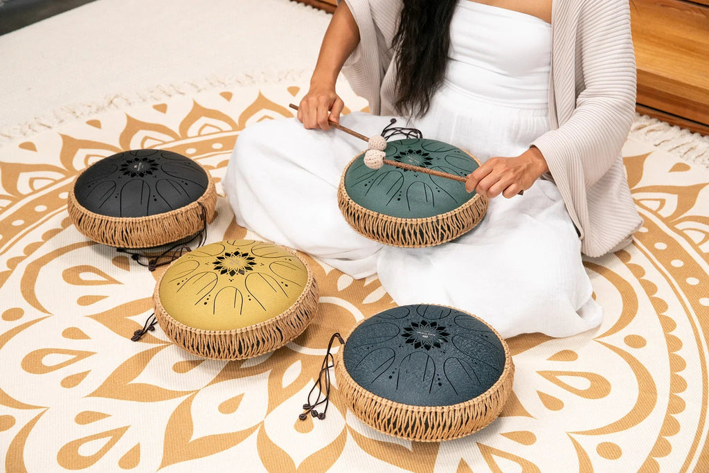 10" Medium Octave Steel Tongue Drum, C Major, 8 Notes, 432 Hz, Gold