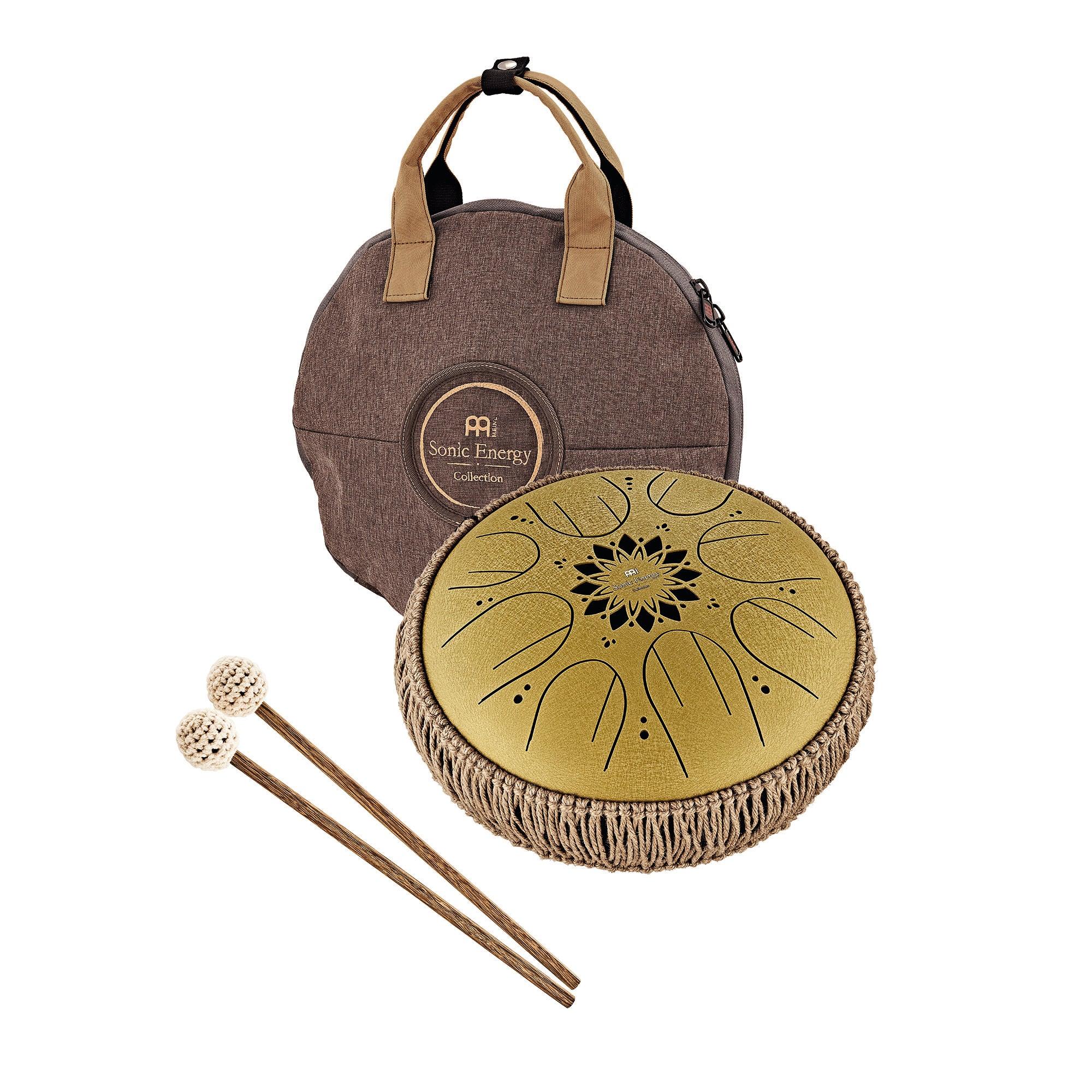 10" Medium Octave Steel Tongue Drum, C Major, 8 Notes, 432 Hz, Gold