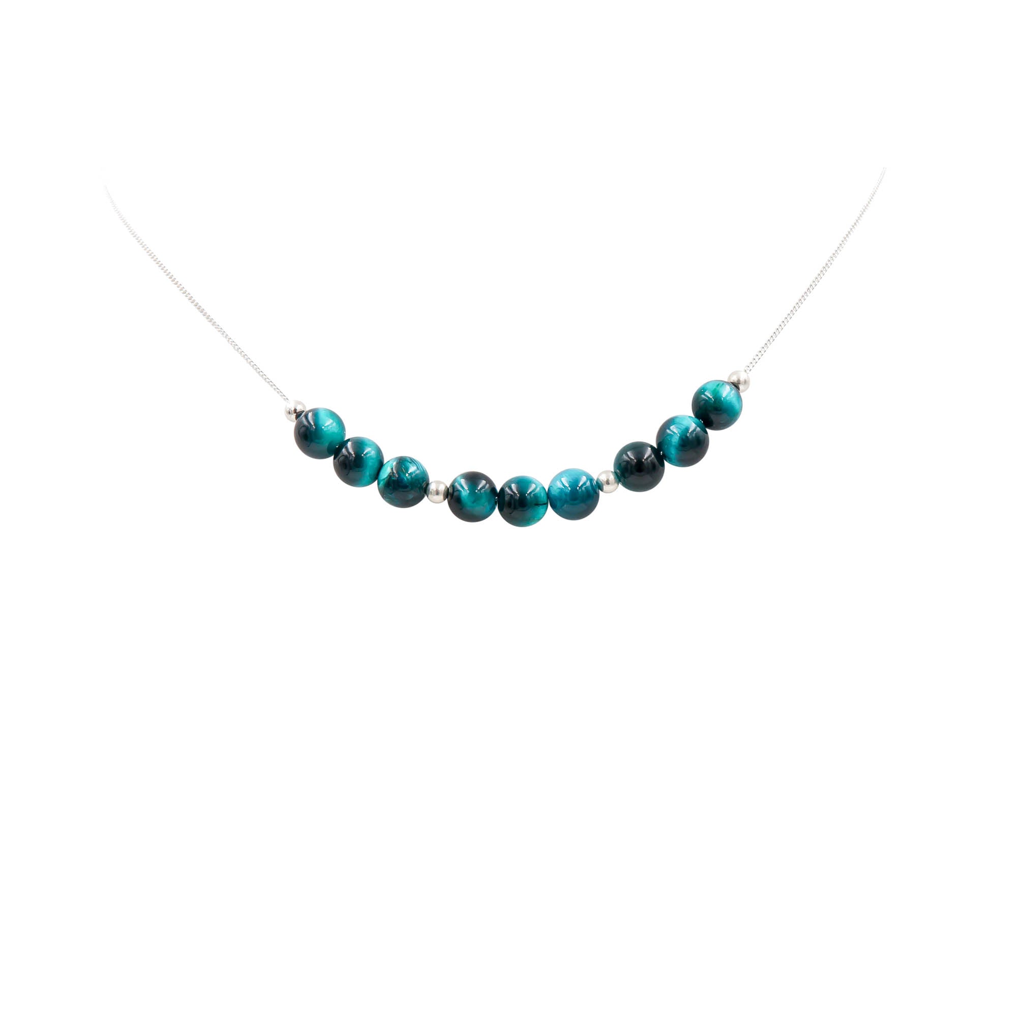Mystic Blue Tiger Eye On Silver