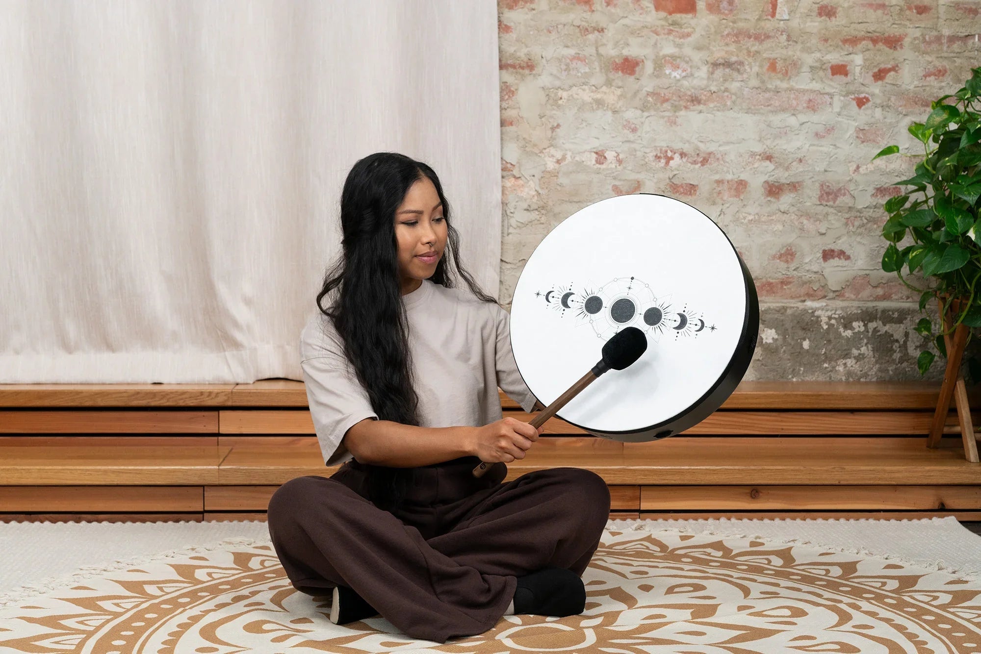 16" Ritual Drum, Moon Phases, True Feel Synthetic Head