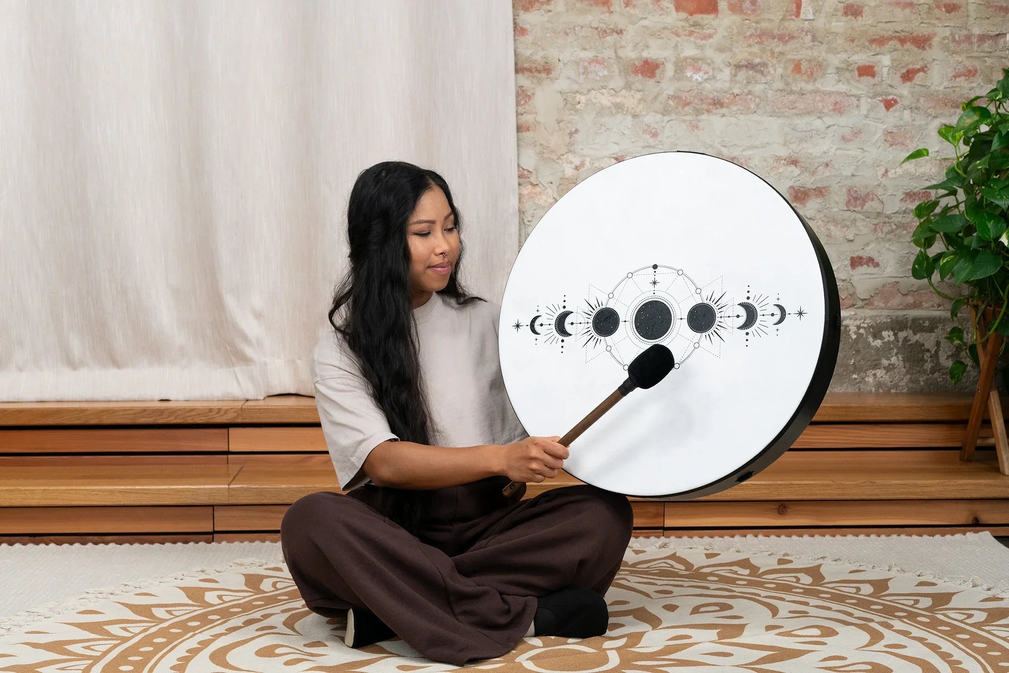 22" Ritual Drum, Moon Phases, True Feel Synthetic Head
