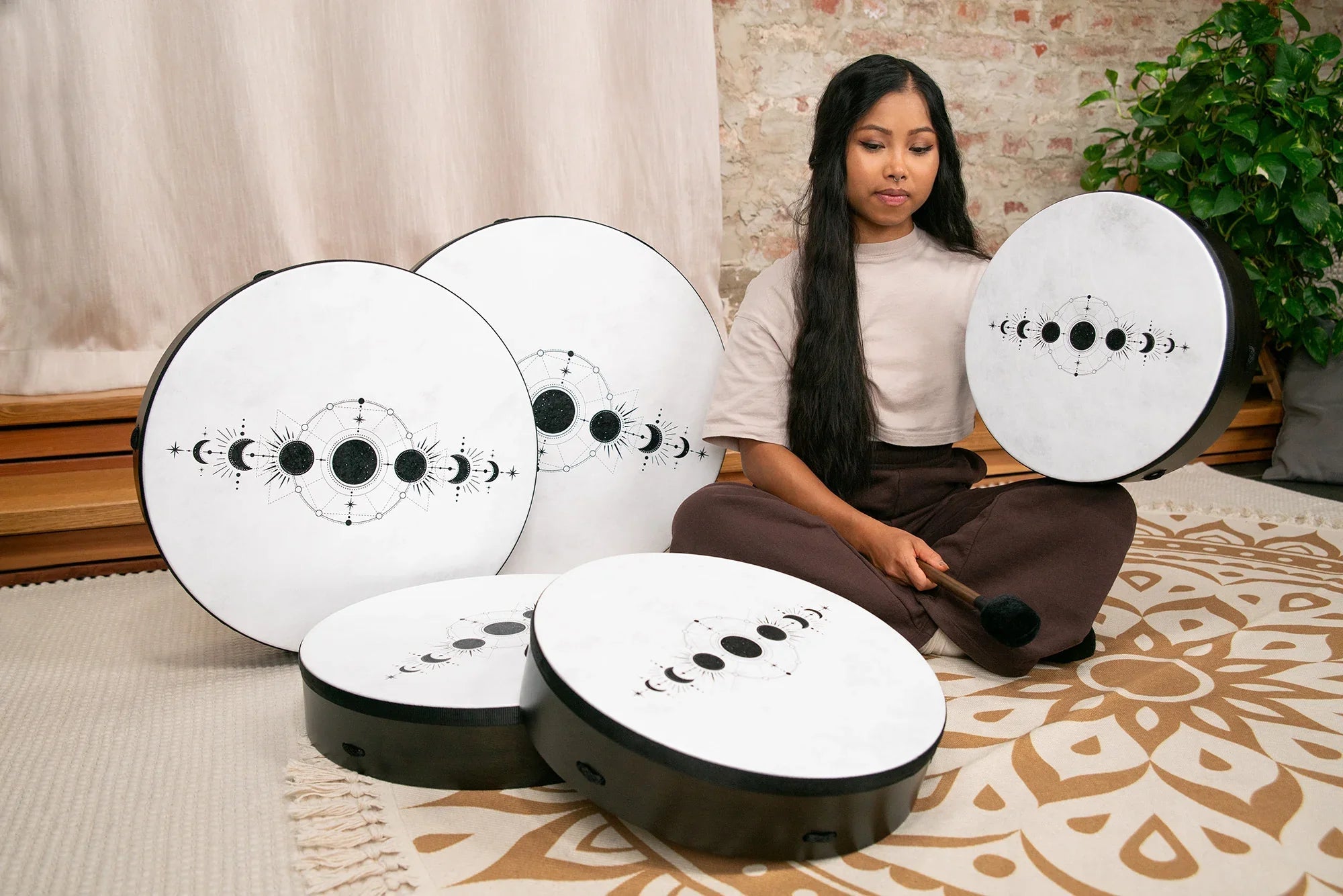 22" Ritual Drum, Moon Phases, True Feel Synthetic Head