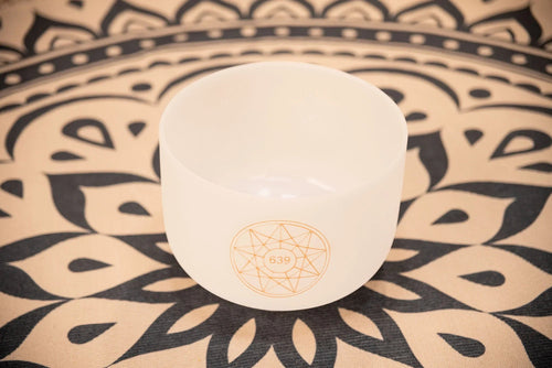 10" Solfeggio Crystal Singing Bowl, Fa 639 Hz, Note D#4