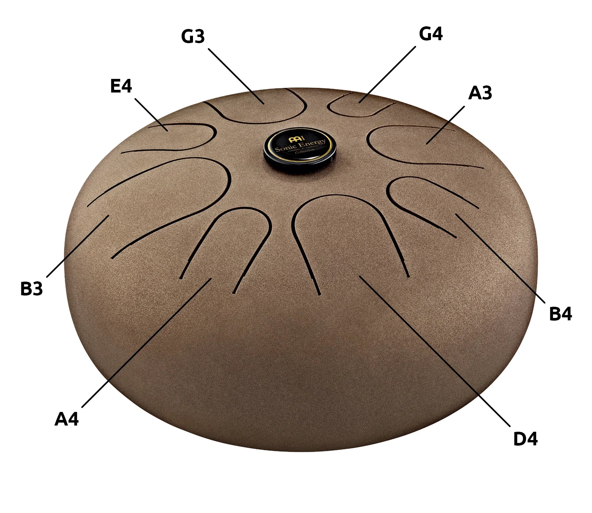 12" Steel Tongue Drum, G Major, Vintage Brown