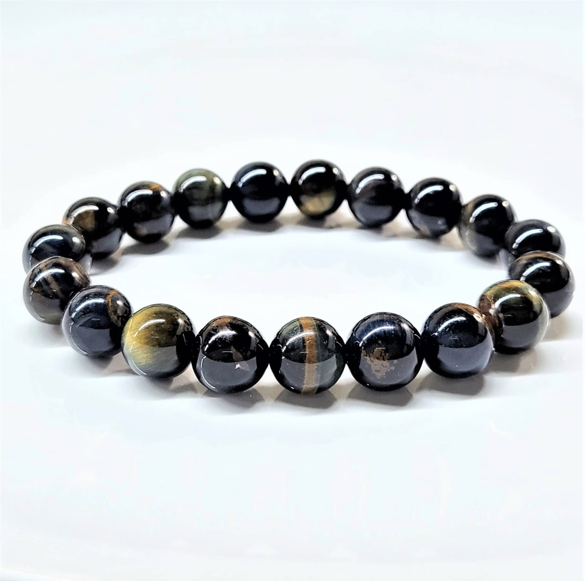 Blue Tiger (Hawk's Eye) Round Bead Bracelet - Mental Stability