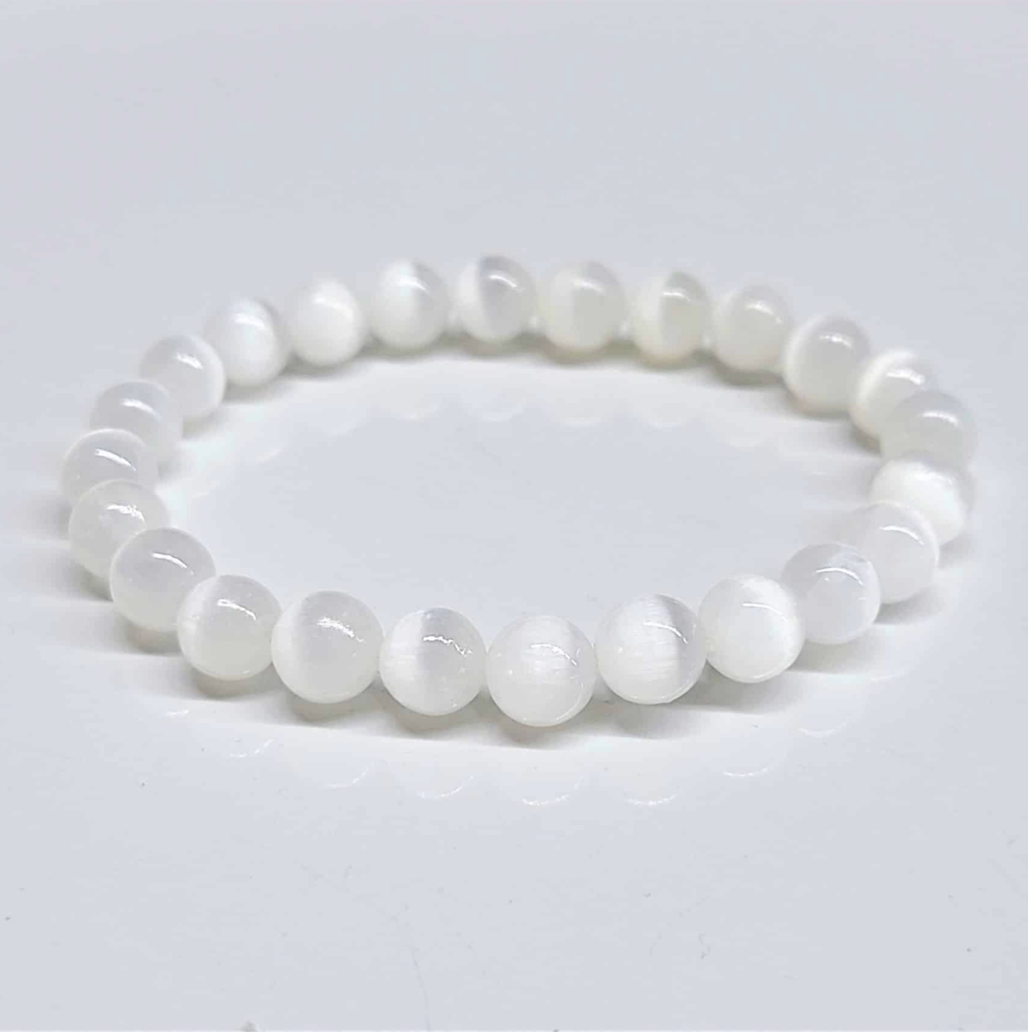 Selenite Round Bead Bracelet - Aura Cleanser