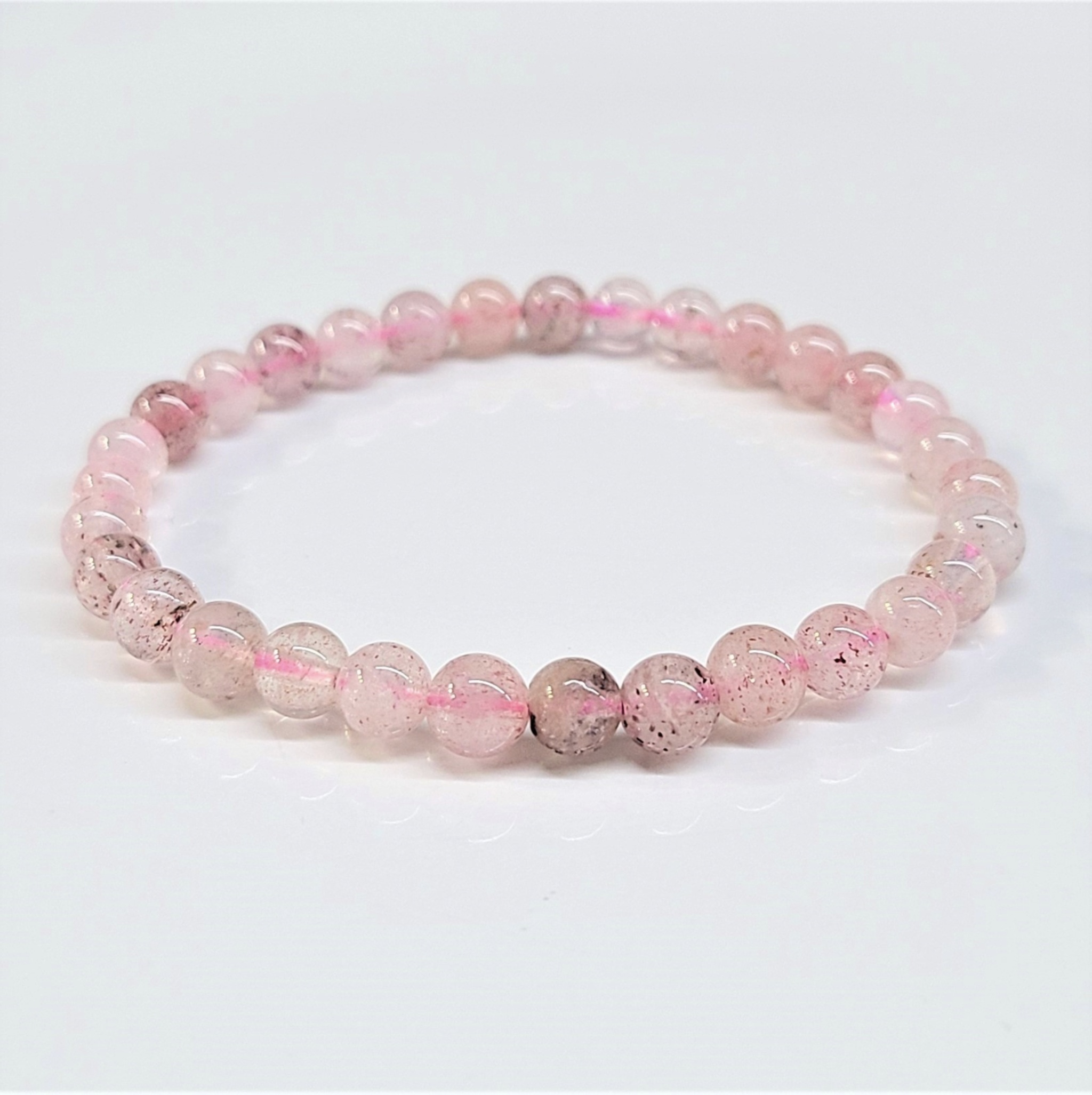 Strawberry Quartz Round Bead Bracelet - Soulmate Magnetism