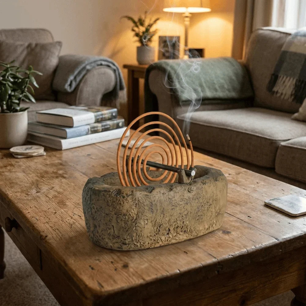 Stone-Look Resin Incense Coil Holder