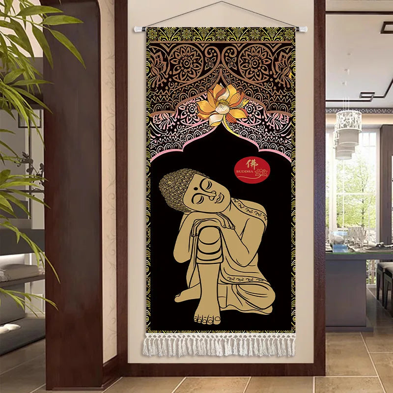 Thai Zen Elephant Soft Fabric Hanging Painting Corridor Decorative Painting Wall Hanging Cloth Living Room Mural Anime Poster