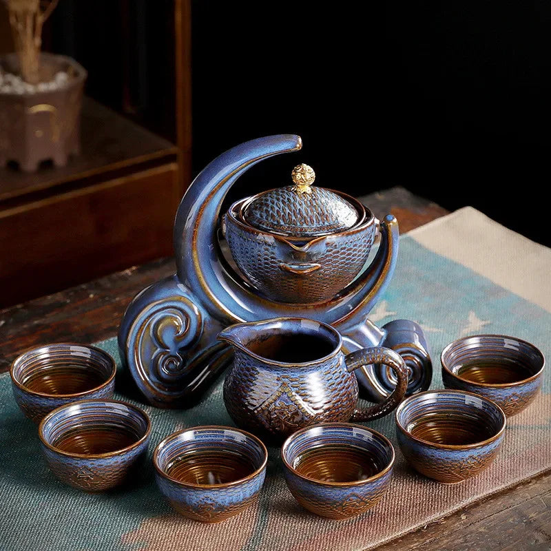 Portable Chinese Ceramic Tea Set with Travel Teapot & Cups