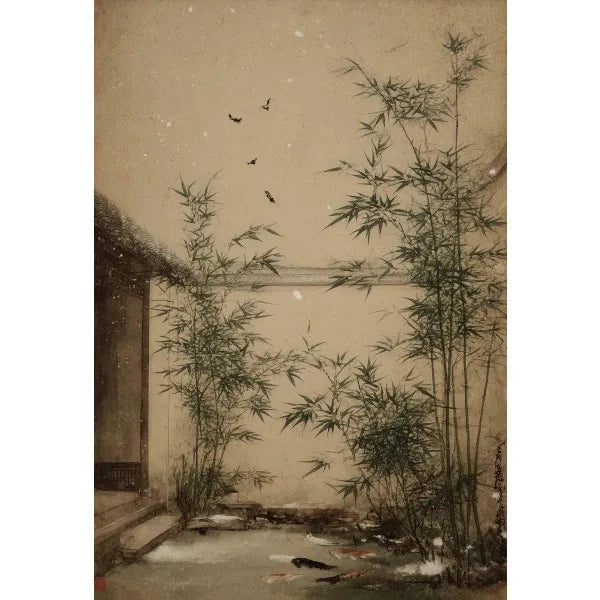 Japanese Traditional Asian Landscape Poster Retro Ukiyo-e Zen Ink Mountain Scenery Canvas Painting Wall Art for Room Home Decor