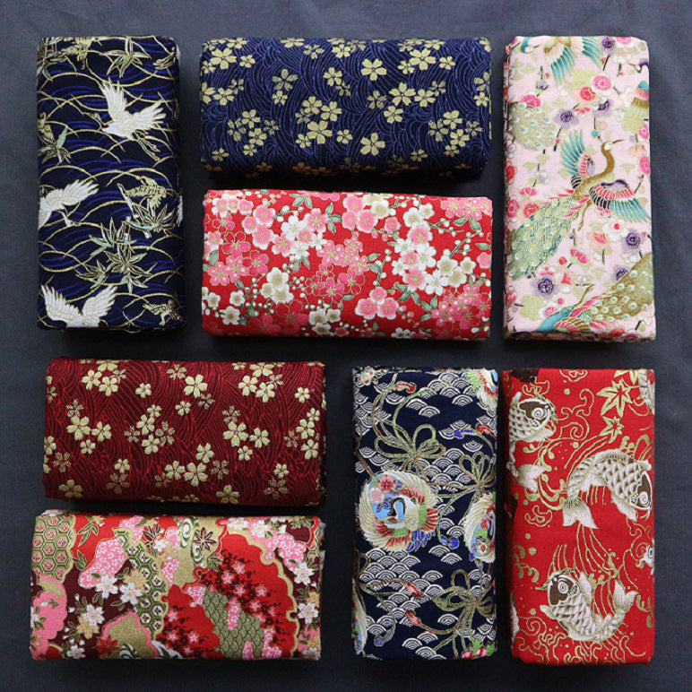 Japanese Floral Cotton Fabric with Wind Stamping