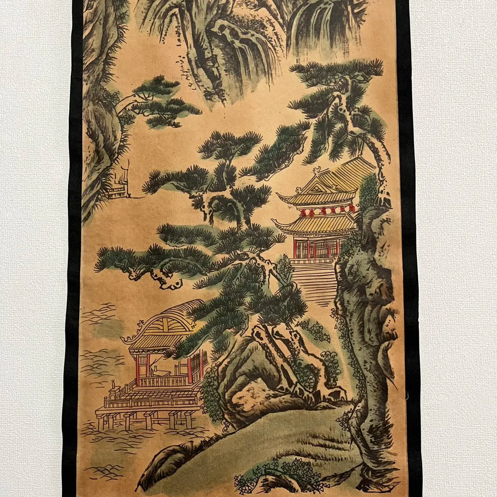 Chinese Rice Paper Four-Panel Landscape Scroll Painting