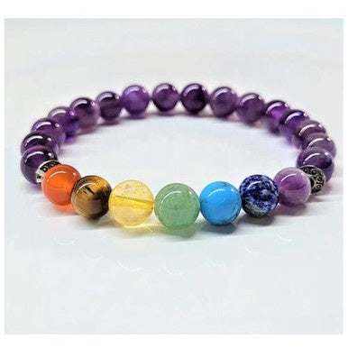 Amethyst Chakra Round Bead Bracelet – Crowned Alignment