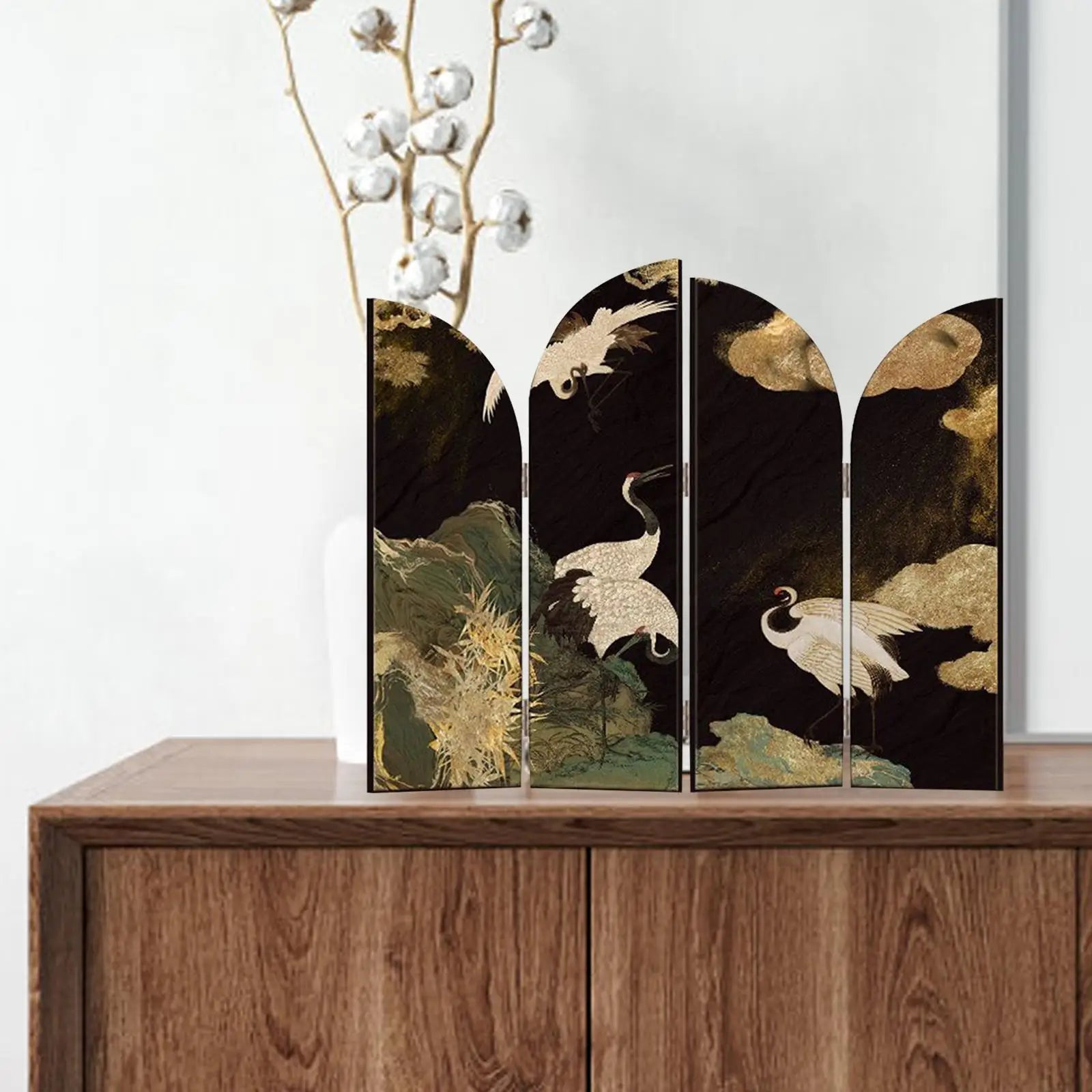 Mini Chinese Folding Screen – Desktop Flower & Bird Room Divider Ornament