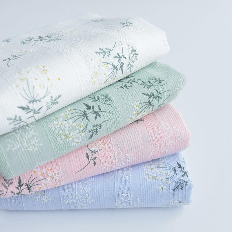 Small Floral Jacquard Embroidered Cotton Fabric