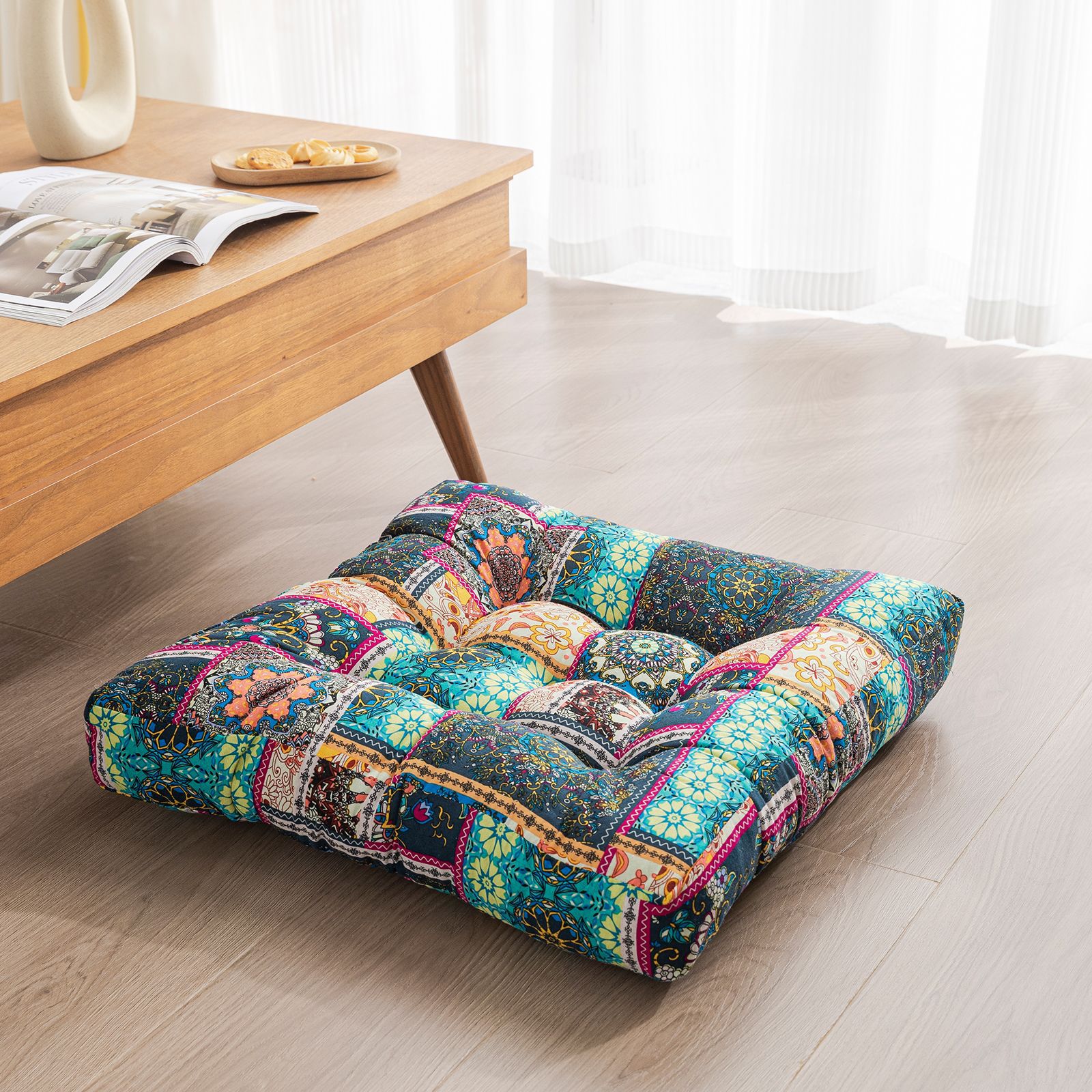 Japanese-Style Cotton Futon Floor Cushion (Round or Square)