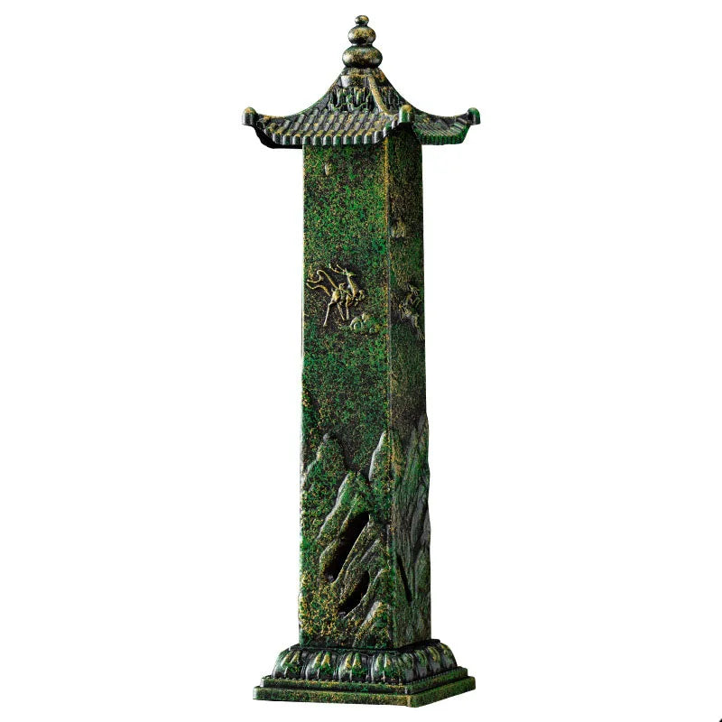 Deer Motif Pagoda Tower Incense Burner