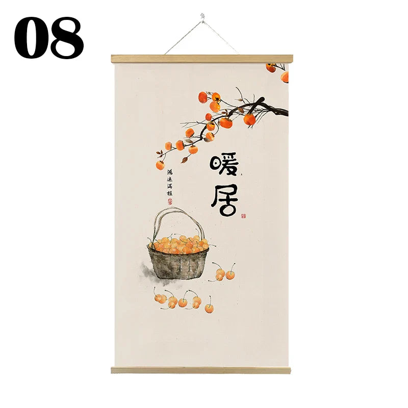 Japanese Ukiyoe Canvas Posters And Prints Home Decoration Painting Wall Art Picture With Solid Wood Hanging Scroll