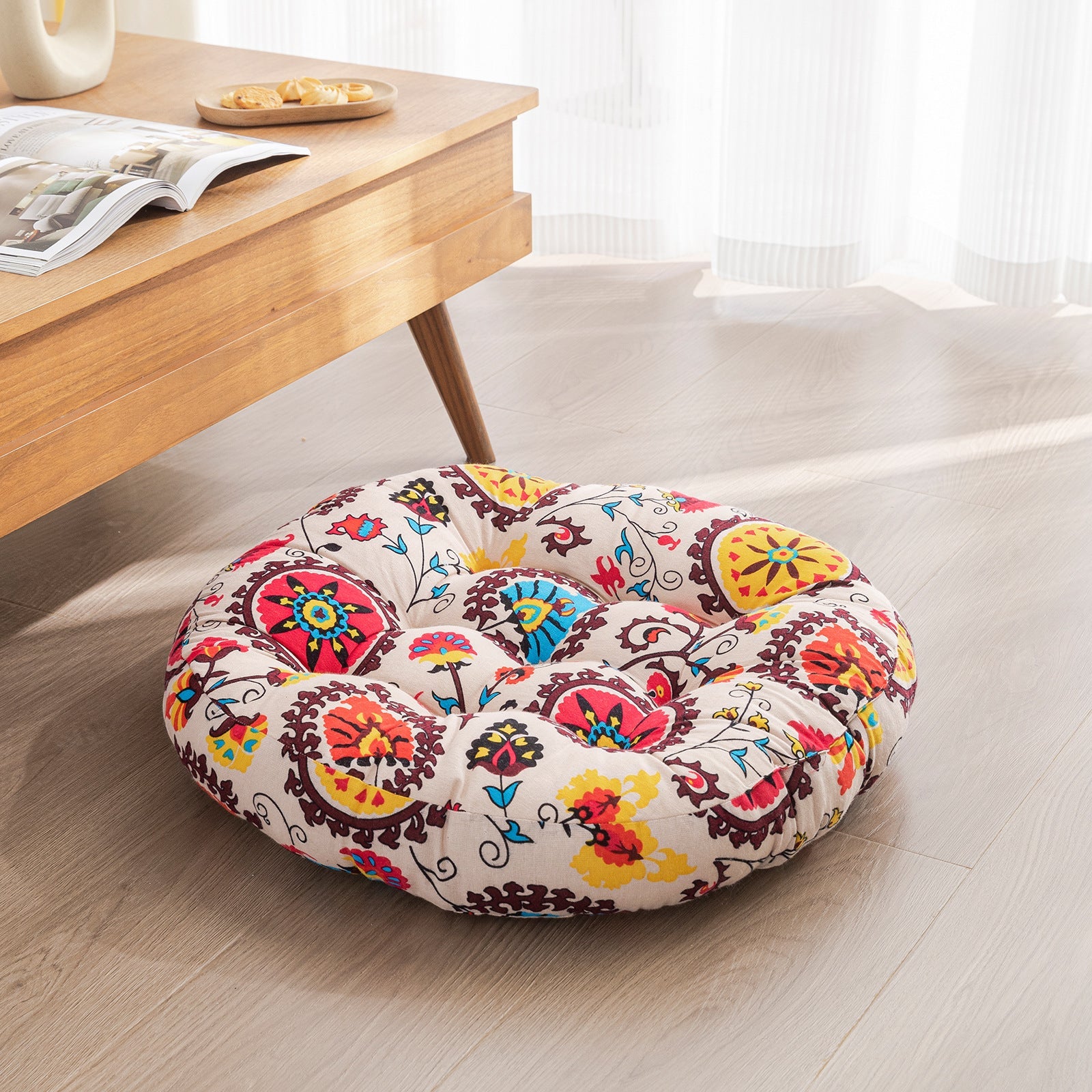 Japanese-Style Cotton Futon Floor Cushion (Round or Square)