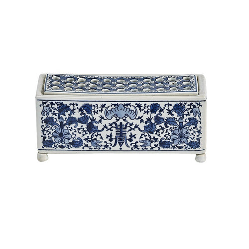 Blue and White Ceramic Bud Vase or Incense Holder